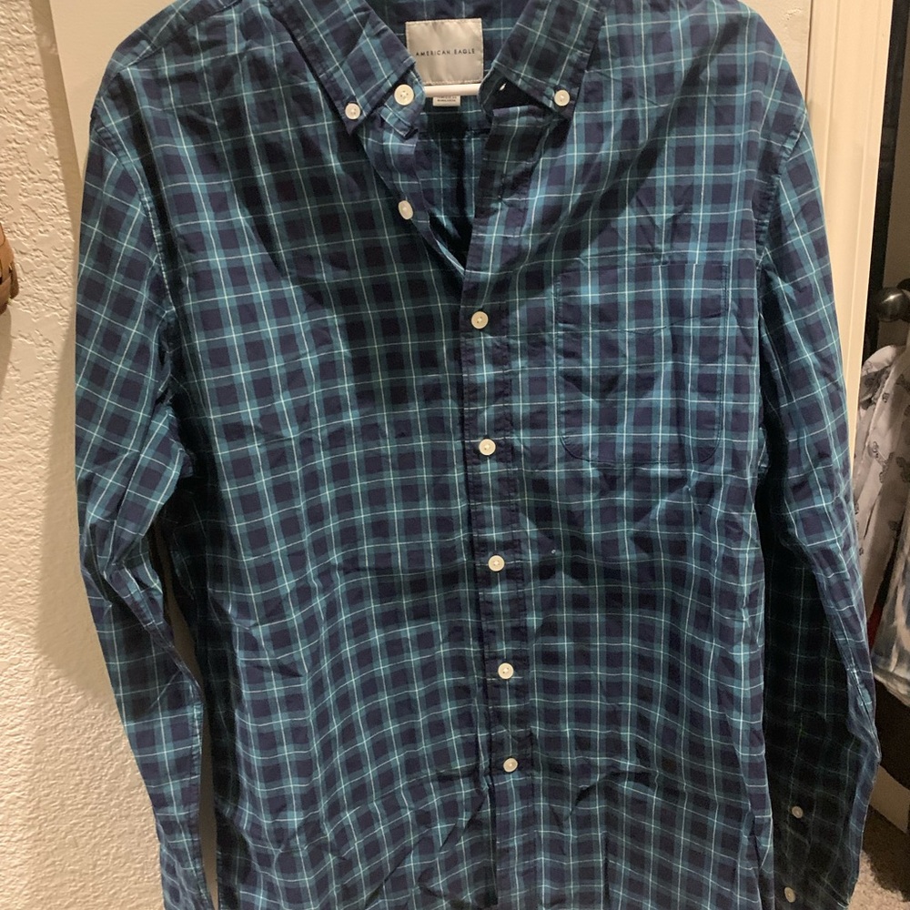 American Eagle Outfitters Blue Casual Button Down Shirt